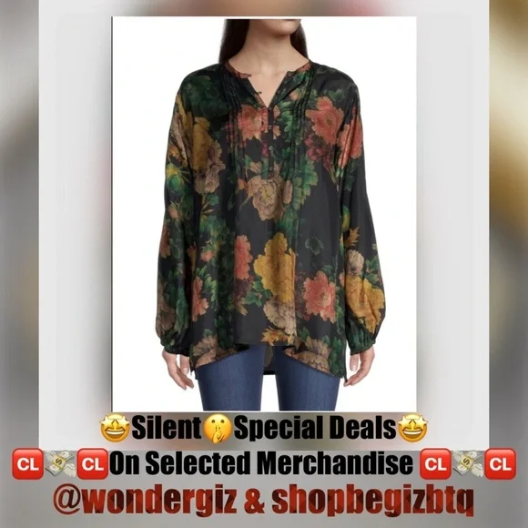 🔥🔥NWT Johnny Was Bayani Colorful Floral Printed Silk Tunic Size Medium - Picture 3 of 13